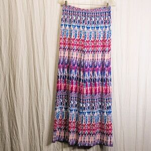 Chico's Palazzo Wide Leg Pants Geometric Ikat Pattern 1R Boho Relaxed Flowy